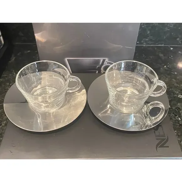 New in Box Nespresso VIEW Collection Cappuccino Cups and Saucers - Picture 2 of 9